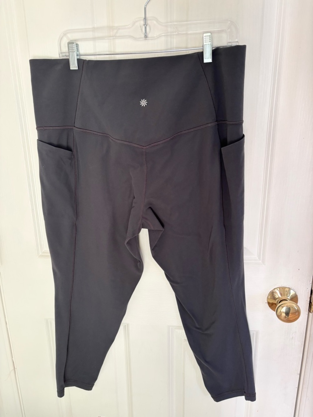 Athleta 2X High Rise Leggings grey/black Yoga Gym Workout Plus Size Activewear